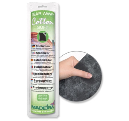 Madeira Cotton Soft nero Rotolo 30 cm x 10 mt stabilizzatore per ricami